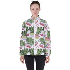 Cactus Love  Women s High Neck Windbreaker by designsbymallika