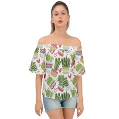 Cactus Love  Off Shoulder Short Sleeve Top by designsbymallika