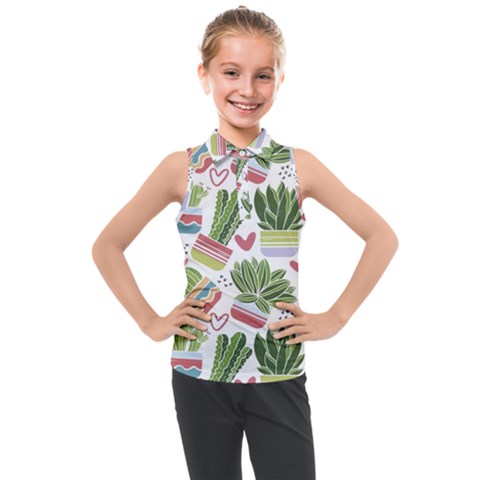 Cactus Love  Kids  Sleeveless Polo Tee by designsbymallika