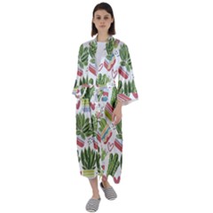 Cactus Love  Maxi Satin Kimono by designsbymallika