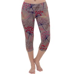 Cherry Love Capri Yoga Leggings by designsbymallika