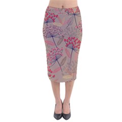 Cherry Love Velvet Midi Pencil Skirt by designsbymallika