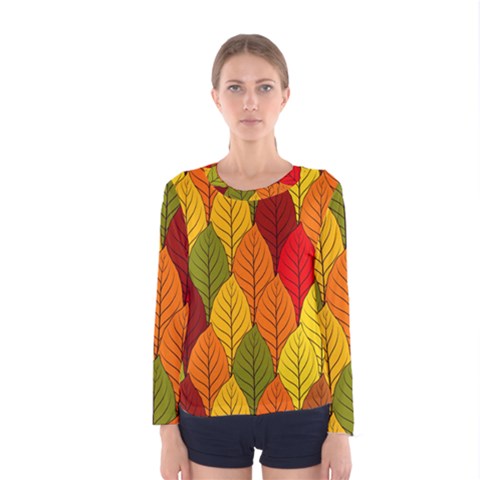 Autumn Leaves Women s Long Sleeve Tee by designsbymallika