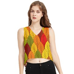 Autumn Leaves V-neck Cropped Tank Top