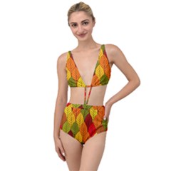 Autumn Leaves Tied Up Two Piece Swimsuit by designsbymallika