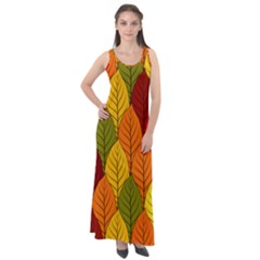 Autumn Leaves Sleeveless Velour Maxi Dress by designsbymallika