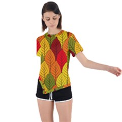 Autumn Leaves Asymmetrical Short Sleeve Sports Tee