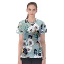 Black White Floral Print Women s Sport Mesh Tee View1