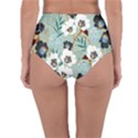 Black White Floral Print Reversible High-Waist Bikini Bottoms View4