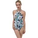 Black White Floral Print Go with the Flow One Piece Swimsuit View1