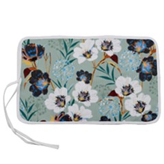 Black White Floral Print Pen Storage Case (s)