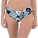 Black White Floral Print Reversible Classic Bikini Bottoms View1