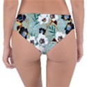 Black White Floral Print Reversible Classic Bikini Bottoms View4