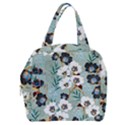 Black White Floral Print Boxy Hand Bag View1