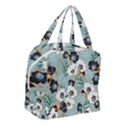 Black White Floral Print Boxy Hand Bag View3