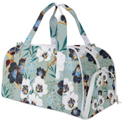 Black White Floral Print Burner Gym Duffel Bag