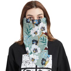 Black White Floral Print Face Covering Bandana (triangle)