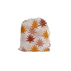 Autumn Leaves Pattern  Drawstring Pouch (small) by designsbymallika