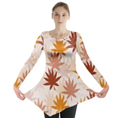 Autumn Leaves Pattern  Long Sleeve Tunic  by designsbymallika