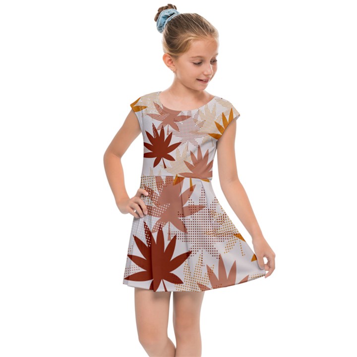 Autumn Leaves Pattern  Kids  Cap Sleeve Dress