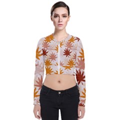 Autumn Leaves Pattern  Long Sleeve Zip Up Bomber Jacket by designsbymallika