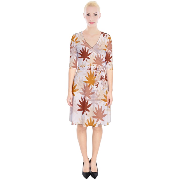 Autumn Leaves Pattern  Wrap Up Cocktail Dress