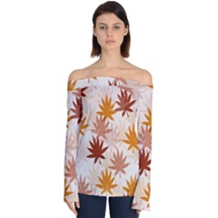 Autumn Leaves Pattern  Off Shoulder Long Sleeve Top by designsbymallika