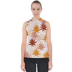 Autumn Leaves Pattern  Mock Neck Shell Top by designsbymallika