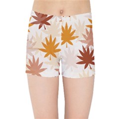 Autumn Leaves Pattern  Kids  Sports Shorts by designsbymallika