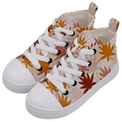 Autumn Leaves Pattern  Kids  Mid-top Canvas Sneakers by designsbymallika