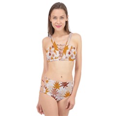 Autumn Leaves Pattern  Cage Up Bikini Set by designsbymallika