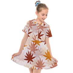 Autumn Leaves Pattern  Kids  Short Sleeve Shirt Dress by designsbymallika