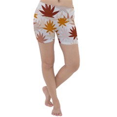 Autumn Leaves Pattern  Lightweight Velour Yoga Shorts by designsbymallika