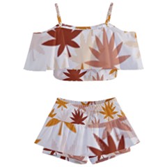 Autumn Leaves Pattern  Kids  Off Shoulder Skirt Bikini by designsbymallika