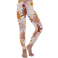 Autumn Leaves Pattern  Kids  Lightweight Velour Classic Yoga Leggings by designsbymallika