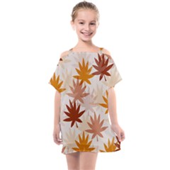 Autumn Leaves Pattern  Kids  One Piece Chiffon Dress by designsbymallika