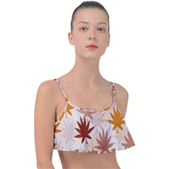 Autumn Leaves Pattern  Frill Bikini Top by designsbymallika