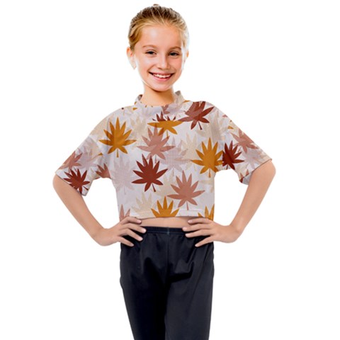 Autumn Leaves Pattern  Kids Mock Neck Tee by designsbymallika