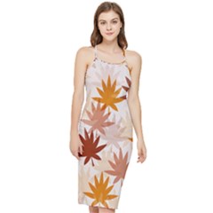 Autumn Leaves Pattern  Bodycon Cross Back Summer Dress