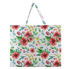 Beautiful Orange Flowers Zipper Large Tote Bag by designsbymallika