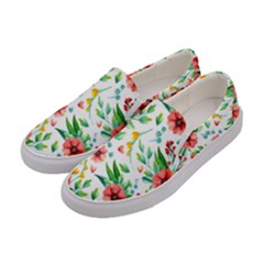 Beautiful Orange Flowers Women s Canvas Slip Ons by designsbymallika