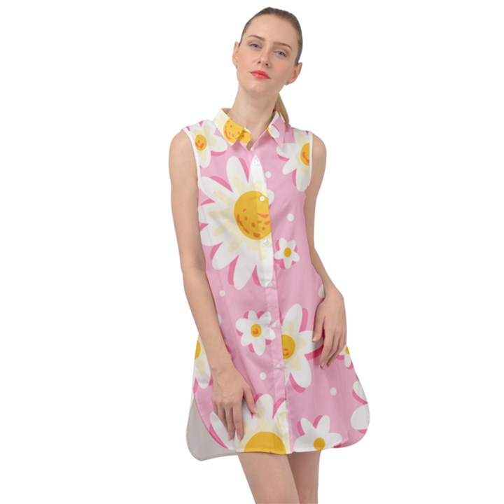 Sunflower Love Sleeveless Shirt Dress