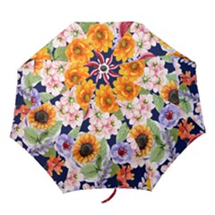 Watercolor Print Floral Design Folding Umbrellas by designsbymallika