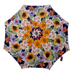 Watercolor Print Floral Design Hook Handle Umbrellas (small) by designsbymallika