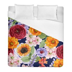 Watercolor Print Floral Design Duvet Cover (full/ Double Size) by designsbymallika