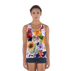 Watercolor Print Floral Design Sport Tank Top  by designsbymallika