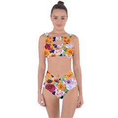 Watercolor Print Floral Design Bandaged Up Bikini Set  by designsbymallika