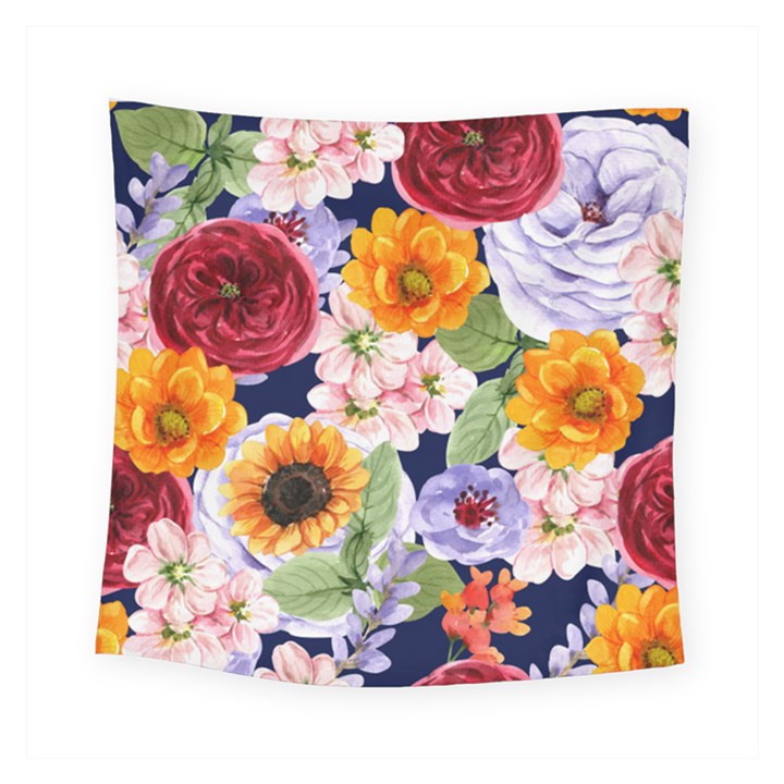 Watercolor Print Floral Design Square Tapestry (Small)