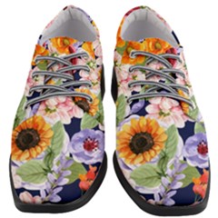 Watercolor Print Floral Design Women Heeled Oxford Shoes by designsbymallika