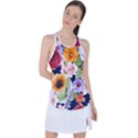 Watercolor Print Floral Design Racer Back Mesh Tank Top View1